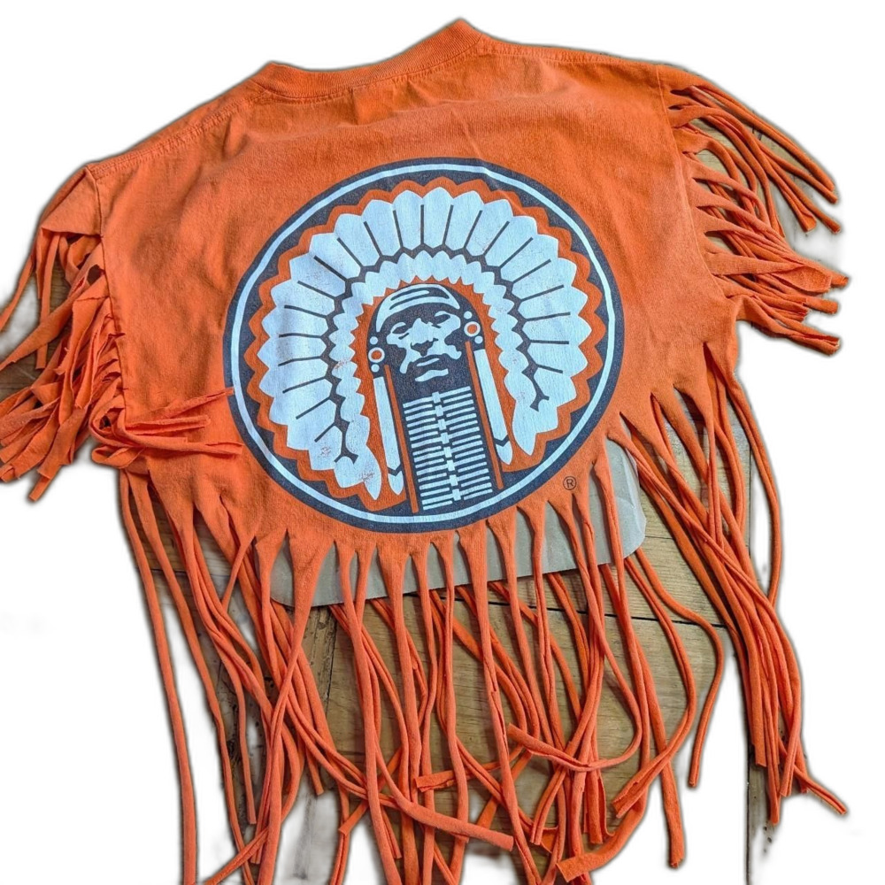 Gildan Women M multi Tshirt CHIEF Graphic Tee Festival Top Boho Hippie Coachella